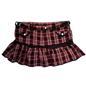 Hot Topic Red and Black Plaid Mini Skirt
